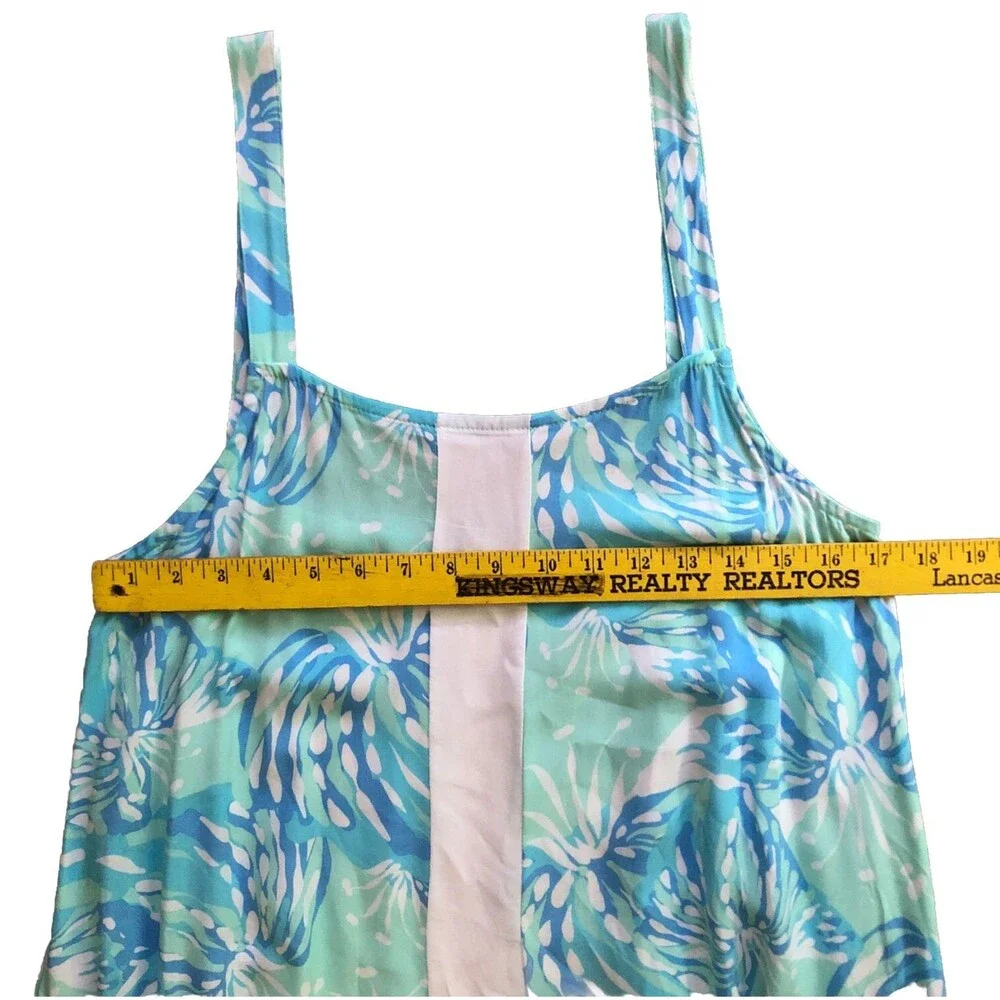 Lilibridge The Blue Tropics Midi Dress Womens S Beach Coastal Flowy Coverup NEW